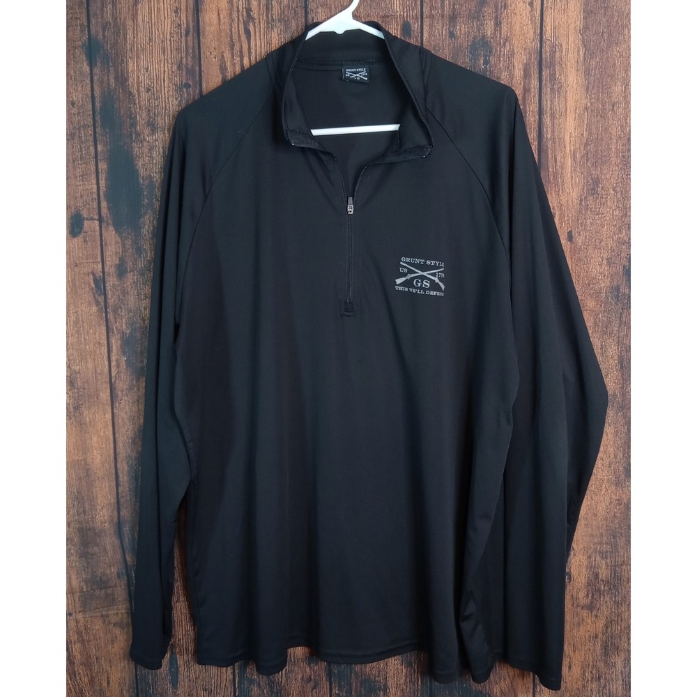 Grunt Style Mens Black Quarter Zip Performance Pullover Long Sleeve Shirt XXL